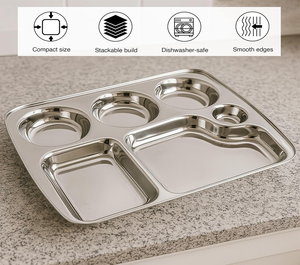 Plato Thali de Acero Inoxidable Económico – Acabado Espejo, Multicompartimentos, Proveedor Indio - Product Image 4