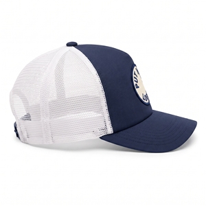 Custom Mesh Trucker Hat 6 Panel Curved Brim Embroidery Patch <b>Cap</b> <b>Navy</b> <b>Blue</b> White for Outdoor Sport Summer Headwear OEM ODM - Product Image 4