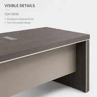 Bureau de direction moderne ArchieLeap avec armoire latérale 2400 mm, panneau en bois bicolore, mobilier de direction ZQR-00036