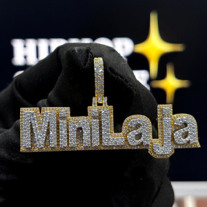 <b>Custom</b> Block <b>Name</b> Pendant 925 Sterling Silver VVS Moissanite Iced Out Hip Hop <b>Necklace</b> Yellow Gold OEM ODM Wholesale Jewelry - Product Image 4