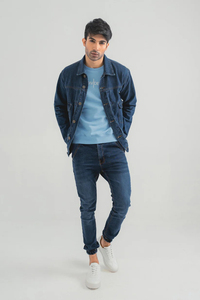 2026 <b>Custom</b> Size Men's New Style Waterproof <b>Denim</b> <b>Jacket</b> Casual Solid Blue Knitted Outdoor OEM Serviced for Winter - Product Image 2