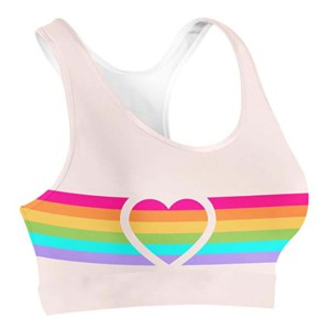 Women's White Yoga Sports <b>Bra</b> With <b>Blue</b> Contrast Band Scoop Neck Racerback Medium Support Breathable Seamless Design - Product Image 3