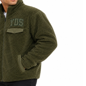 <b>Men's</b> <b>Sherpa</b> Fleece <b>Jacket</b> Full Zip Collar Stand Embroidered YDS Logo Casual Winter Outerwear Fabric For <b>Men</b> <b>Sherpa</b> <b>Jacket</b> - Product Image 6