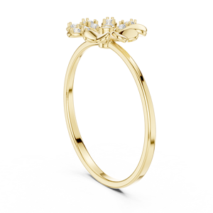 Anillo de oro macizo de 14k para mujer con diamante de corte redondo minimalista en forma de flor, ideal para regalo, compromiso, aniversario, boda. - Product Image 5