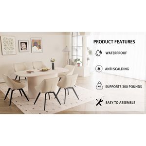 Set tavolo da pranzo moderno e medievale da 63 \ "6 sedie in pelle sintetica con gambe in metallo nero per casa e cucina facile da montare - Product Image 6