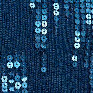 Pull en maille à sequins bleu océan profond pour femme, col rond, manches longues, effet scintillant, coupe décontractée, pull décontracté d'hiver, tendance - Product Image 5