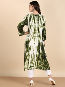 Kurta Droite Tie-Dye en Rayonne pour Femme, Séchage Rapide, Idéale Été, Bureau, Fête, Style de Vie Quotidien, Mode Moderne, Meilleur Prix Fournisseur - Product Image 3