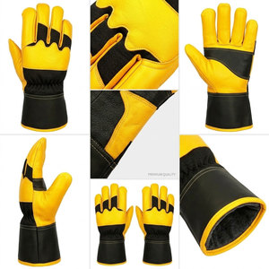 High-quality Goat Grain Leather Safety Work <b>Gloves</b> With <b>Long</b> Cuff Heavy Duty Construction Heat Resistant For Industrial - Product Image 6