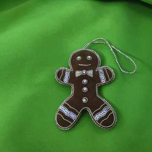 Handmade Embroidered Velvet Gingerbread Man Hanging <b>Ornament</b> Traditional Textile Eco-Friendly High Quality <b>Small</b> Christmas - Product Image 2