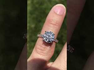 แหวนเพชรทรงกลมเจียระไนแบบบริลเลียนท์ 10k/14k/18k เพชรเลี้ยงในห้องปฏิบัติการ ดีไซน์แบบก้ามปูครึ่งวง สำหรับผู้หญิงและเด็กผู้หญิง - Product Image 5