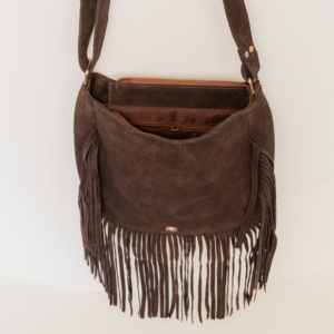 Bolso Bandolera de Cuero Vacuno de Alta Calidad y Gran Capacidad, Nuevo, Hecho a Mano, con Cremallera y Flecos, con Cartera Tipo Clutch, Juego de Dos Piezas - Product Image 5
