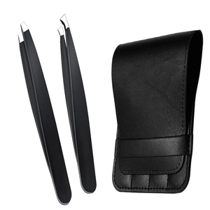 Ensemble professionnel de 4 pinces à épiler durables en acier inoxydable, pointe lisse, étui en cuir PU, précision, biseautées, pointues, plates, angulaires - Product Image 2