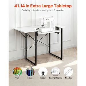 Multipurpose Sewing Machine Table with <b>Adjustable</b> Shelf Steel Legs Foldable Side Shelf <b>Computer</b> <b>Desk</b> for Home Use Sewing Table - Product Image 2