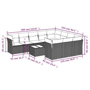 Ensemble de canapé de patio en rotin poly gris de 11 pièces avec coussins Collection de meubles d'extérieur durables - Product Image 3