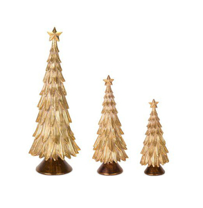 Décoration de table de Noël moderne en métal, forme de sapin en aluminium, petite taille, durable pour l'intérieur, avec sommet en étoile et base en bois - Product Image 4