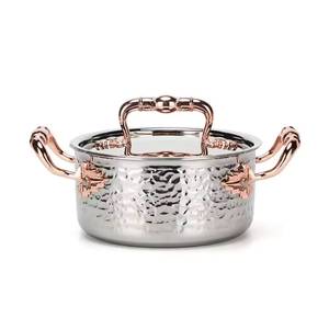 Plat de service rond en acier inoxydable à découpes géométriques, chauffe-plat de luxe pour buffet, avec couvercle plat, pour traiteur, couleur argent - Product Image 3