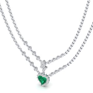 REYES Precio de Fábrica Collar con Colgante de Plata de Ley 925 con Esmeralda de Corte Corazón de 3.5Ct, Regalo de Boda, Joyería Fina - Product Image 4