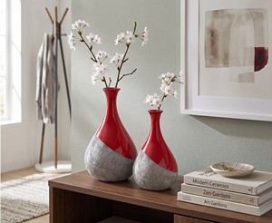 Vantage Modern Luxury Set of 2 Metal with Enamel Finished Flower <b>Vase</b> <b>Unique</b> Style Fancy for Home Decoration and Weeding Decor - Product Image 1