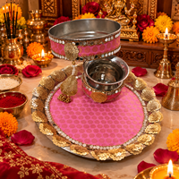 Ensemble de thali Karwa Chauth avec bols Channi Karwa et Roli Chawal, ensemble de thali traditionnel pour la fête de Pooja, pour femmes