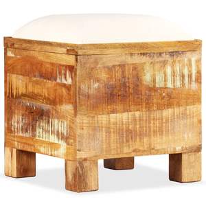 Coffre de rangement en bois massif recyclé avec assise blanche, mobilier de salon marron - Product Image 1