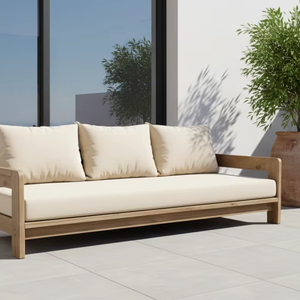 Sofá Moderno para Exteriores Luna de 2 Plazas, Resistente al Agua, Hecho de Madera de Teca Indonesia Sólida, para Distribuidores Internacionales, Calidad de Exportación - Product Image 4