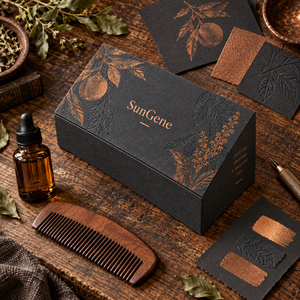 Caja rígida de cartón SunGene Lift Off Lid para set de cuidado de barba en grafito y cobre - Product Image 5