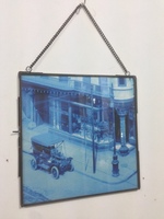Cadre photo carré en fer et verre Artisan Design Pf1119 avec chaîne de suspension, finition noire, pour affichage mural