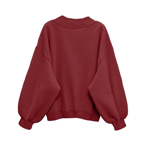 Sweat-shirts à demi-zip pour femmes, manches longues, col haut, doublure en polaire, mélange de coton doux, pull décontracté, streetwear - Product Image 4
