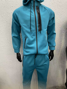 Ensembles de survêtements deux pièces personnalisés avec logo imprimé pour hommes – Tenues d'entraînement confortables avec sweats à capuche zippés unis - Product Image 6