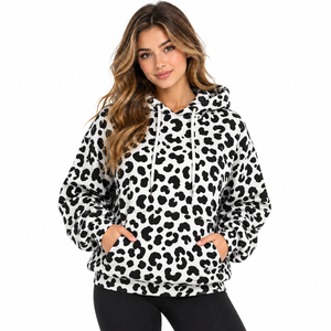 Sudadera con Capucha Personalizada para Mujer, Estampado Animal, Sudadera de Forro Polar con Estampado de Leopardo, Sudadera Holgada con Capucha, Sudadera Cálida de Invierno, Sudadera Personalizada para Mujer - Product Image 1