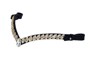 Luxury <b>Champagne</b> Crystal Horse Browband Premium Leather English Bridle Browband Rhinestone Horse Headstall Accessory - Product Image 4