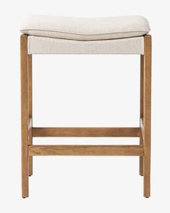 Tabouret de bar Ayana en bois massif de haute qualité avec finition naturelle et coussin pour usage intérieur - Product Image 1