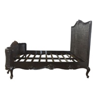 Cama Rococó de Ratán, Hecha de Madera de Caoba y Caña, Diseñada para Muebles de Dormitorio de Estilo Francés y Hogares Europeos Clásicos