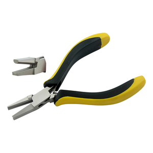 Alicates de 133 mm de acero inoxidable, semiergónomos, con punta cóncava, para fabricación de joyas, con mangos negros y amarillos, mordazas lisas, para bricolaje y crimpado OEM - Product Image 1