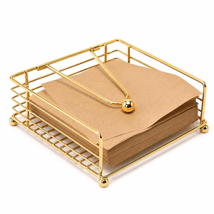 Square Metal Napkin Holder with <b>Weighted</b> Arm Modern Tabletop Tissue Paper <b>Stand</b> Kitchen Dining Table Organizer <b>for</b> Restaurant - Product Image 1