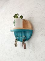 Porte-clés en bois artisanal avec étagère |   Porte-clés mural poli pour entrée avec porte-lettres et crochets pour la maison
