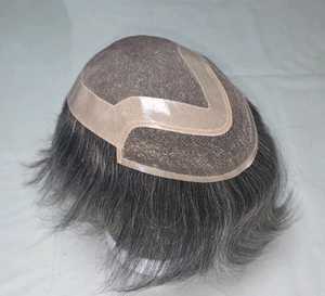 Perruque en cheveux humains chinois avec dentelle frontale mono, gris, coupe droite 1b, cheveux vierges Remy, ondulations profondes lâches, 40-80g - Product Image 3