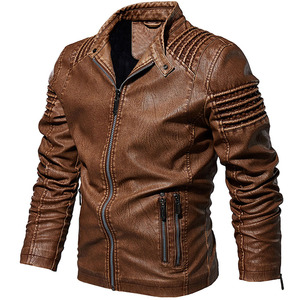 Windproof PU Leather <b>Jacket</b> Premium Durable Motorcycle Riding Winter Hooded Slim Fit Stylish Fashion Outerwear Front - Product Image 3
