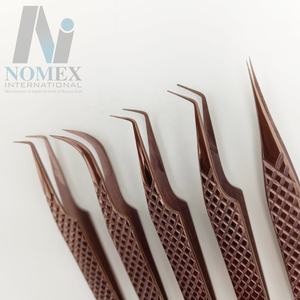 Ensemble de pinces à cils en or rose plasma avec poignée en diamant de qualité supérieure, testées à la main, ensemble de pinces à cils en gros - Product Image 2