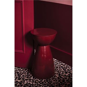 Mesa Auxiliar de Hierro de Diseño Minimalista Nórdico, Mesa de Centro Pequeña Geométrica Creativa con Pedestal de Metal Lacado en Rojo Brillante - Product Image 2
