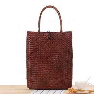 Bolso de mano informal de verano y otoño para mujer, algas marinas trenzadas a mano y cierre de cremallera de paja para ir de compras, aspecto Natural - Product Image 5