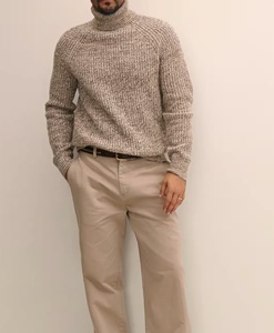 Unisex 100% Cotton <b>Turtleneck</b> Pullover Knitted <b>Sweater</b> Solid Color Formal Autumn Regular Fit Anti-Pilling Eco-Friendly - Product Image 2