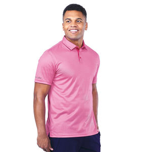 T-shirt rose à manches courtes pour homme, motif uni, style décontracté, coupe classique, respirant, tricoté, 100 % polyester, logo frontal, séchage rapide - Product Image 2