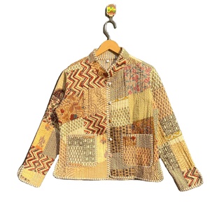Floral Cotton Bohemian Style Quilted Jacket Fall Winter Streetwear Reversible Coat Patchwork <b>Knitted</b> Design - Product Image 1