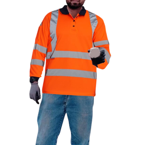 เสื้อกั๊กสะท้อนแสงสำหรับผู้ชาย แขนยาว เสื้อก่อสร้างแบบมองเห็นได้ชัดเจน เสื้อทำงานสีนีออนสะท้อนแสง แขนยาว - Product Image 5