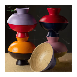 Elegant Bamboo Eco-Friendly <b>Microwave</b> & Dishwasher Safe Lightweight Wooden Pattern Deluxe Tableware Set for Home Kitchen Decor - Product Image 5