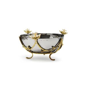 Handmade Gold Plated Metal Decorative Bowl High <b>End</b> Floral Design Nut Serving Bowl Wholesale Wedding Party Tableware Centerpiece - Product Image 1