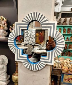 Rectangular Art Deco <b>Wall</b> <b>Mirror</b> With <b>Black</b> And White Striped <b>Frame</b> Decorative Wooden Design 4.0 Mm Thickness - Product Image 6