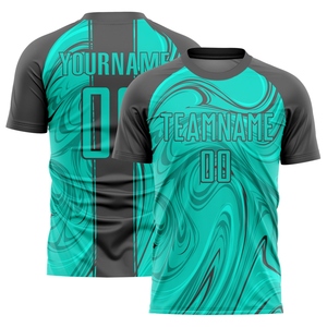 Uniforme de Fútbol Sublimado Personalizado OMMIZ INDUSTRY al por Mayor, Color Verde Azulado, Naranja y Blanco - Product Image 3