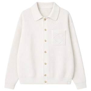 Camisa de punto para hombre con bolsillo, manga larga, abotonada, informal, de tejido suave y texturizado, suministro OEM - Product Image 2